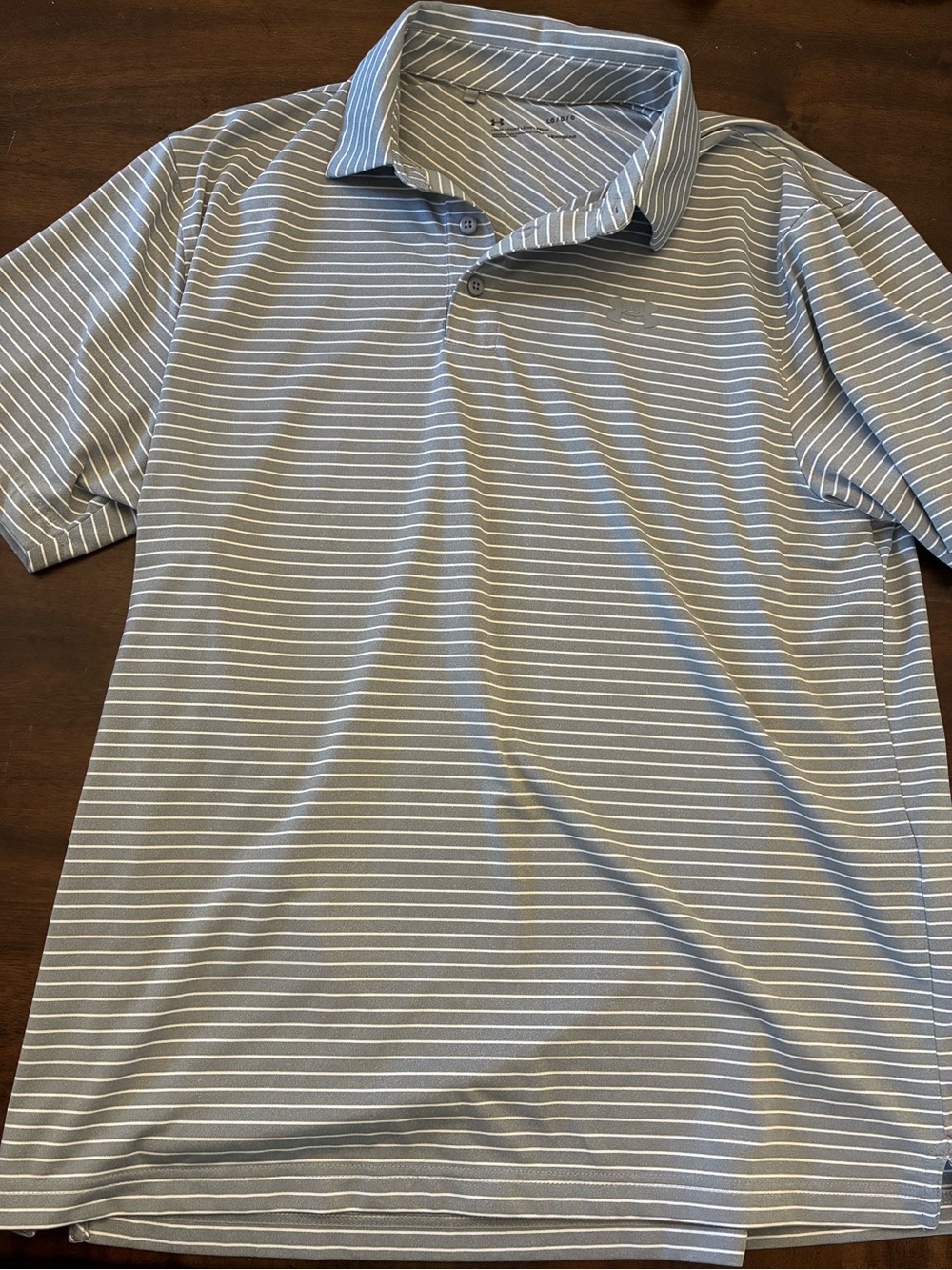 Under Armour Polo Men’s Large Gray Striped Golf Short Sleeve Shirt